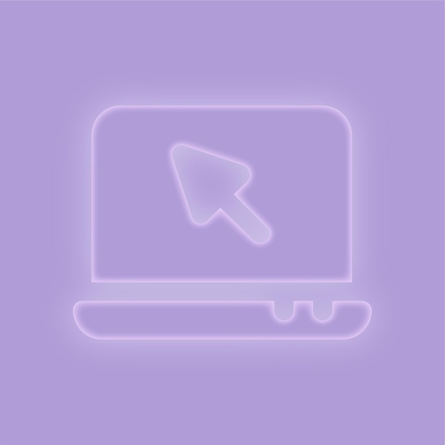 Vector elegant purple glow effect computer mouse pointer icon on purple background