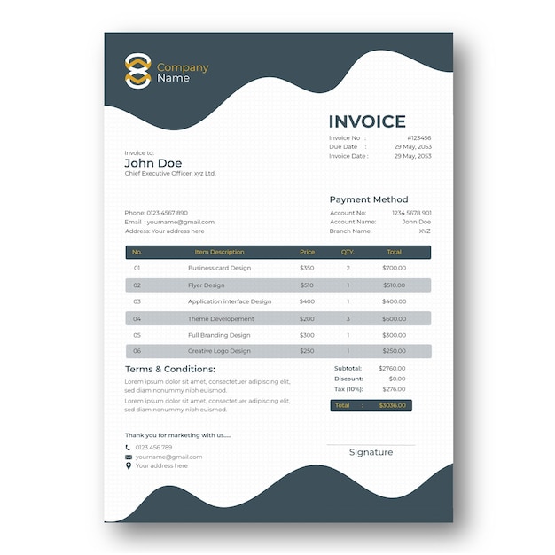 Vector elegant unique invoice template design