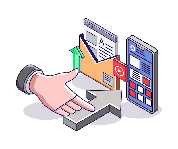 Vector email data sending button arrow