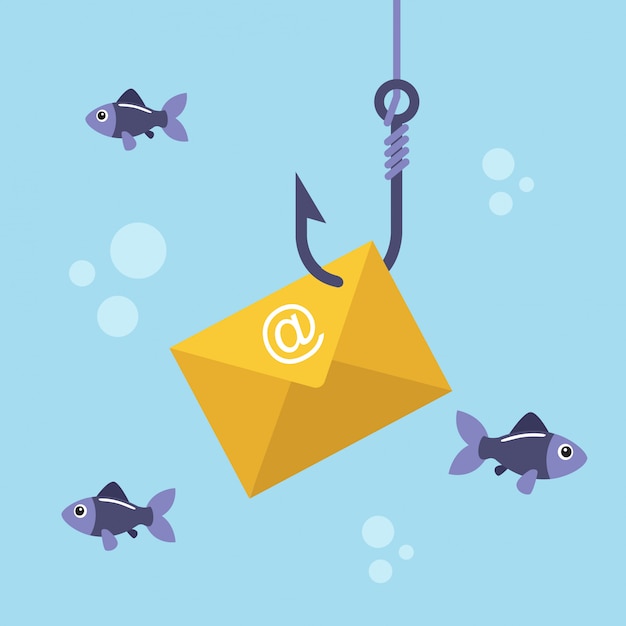 Vector email envelope on fishing hook 