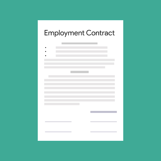 Vector employment contract paper document