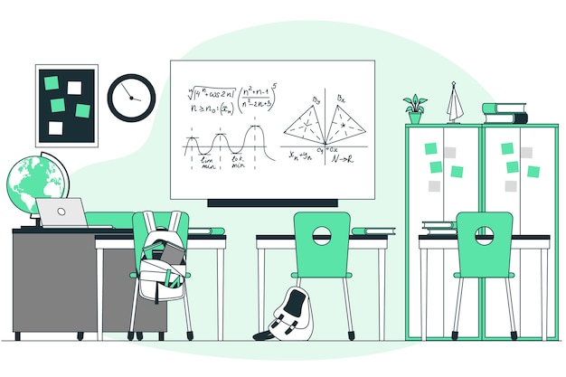 Vector empty classroom concept illustration
