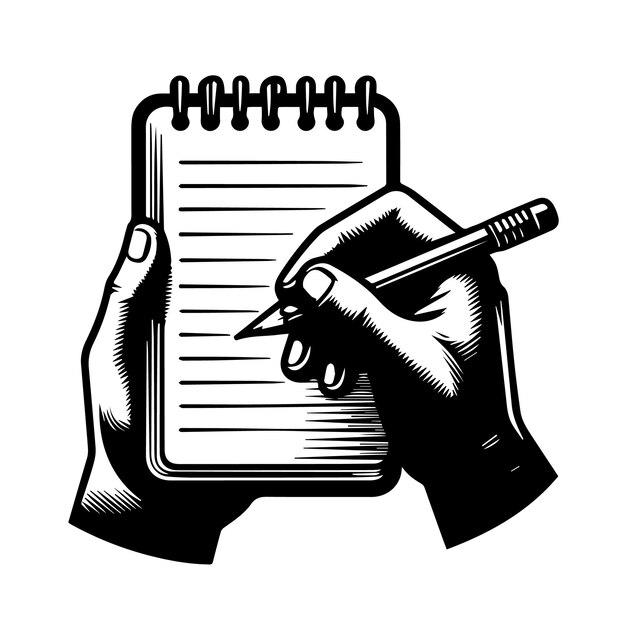 Vector empty notepad and hand with pencil vector