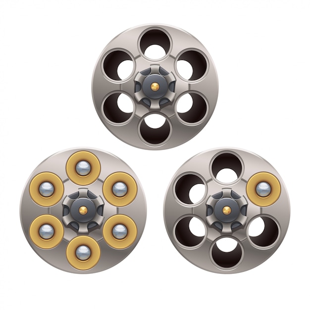 Vector empty single and full load of revolver cylinder