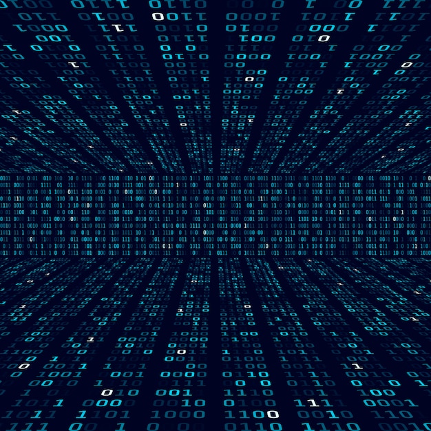 Vector encryption information. binary code on blue background. random binary numbers. big data algorithm abstract concept.  illustration
