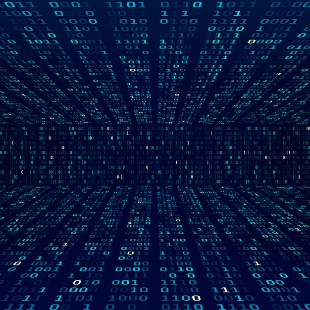 Vector encryption information. binary code on blue background. random binary numbers. firewall abstract concept.  illustration