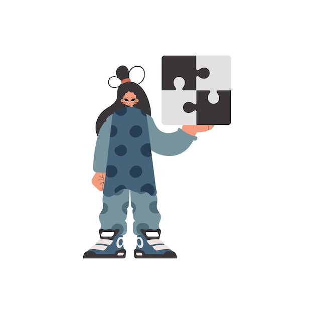 Vector the energized woman is holding a overpower bunch work subject obliged trendy style vector illustration