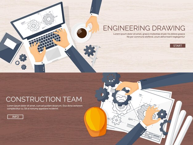 Vector engineering and architecture vector illustration drawing and construction architectural project