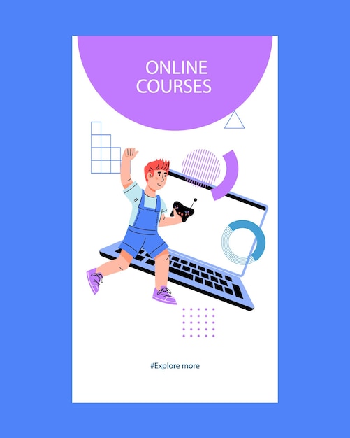 Vector engineering and robotics and programming classes for children concept for mobile app vector