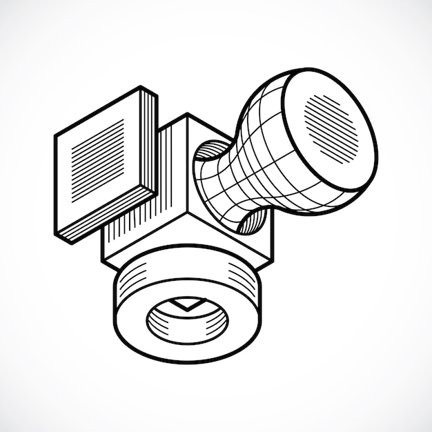 Vector engineering three-dimensional construction, abstract vector trigonometric shape.