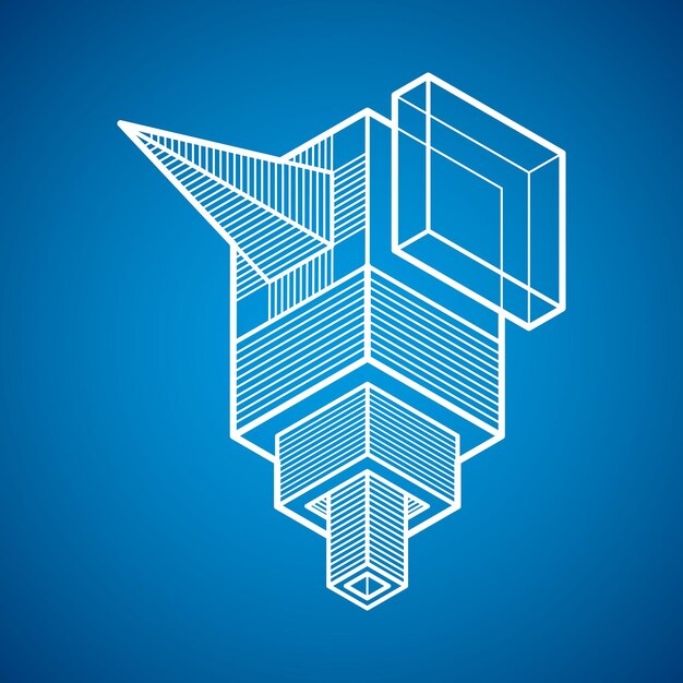 Vector engineering three-dimensional construction, abstract vector trigonometric shape.
