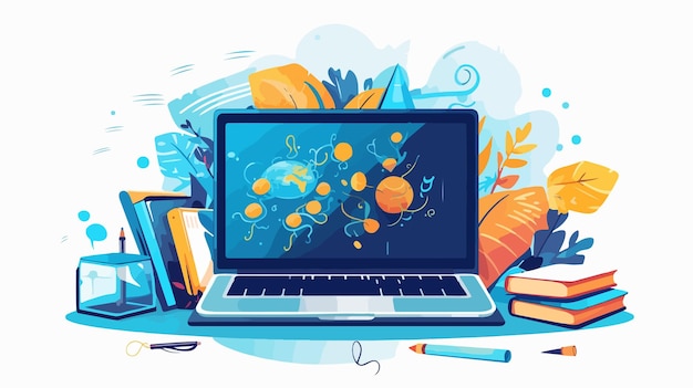 Vector enhance learning with online education and webinar concept