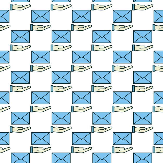 Vector envelope on hand vector concept colorful seamless pattern