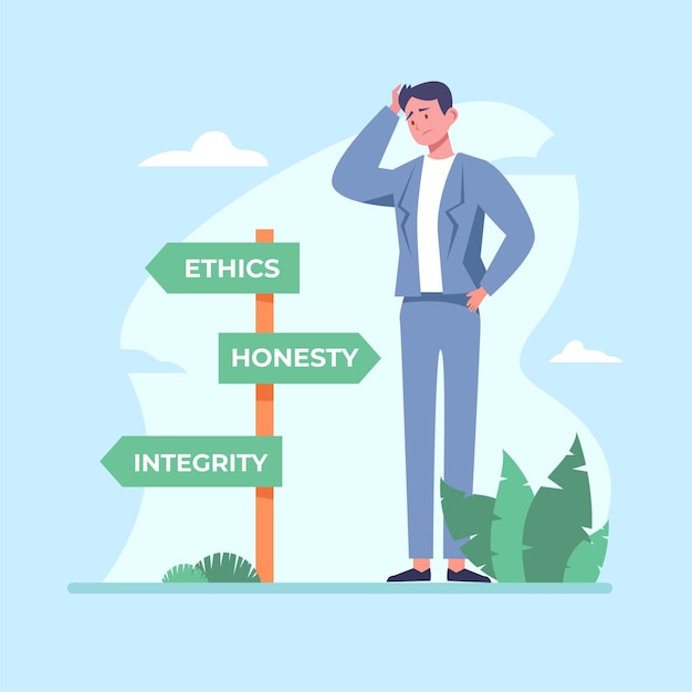 Vector ethical dilemma concept illustration
