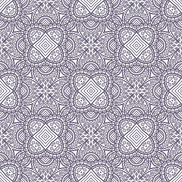 Vector ethnic floral seamless pattern with mandalas