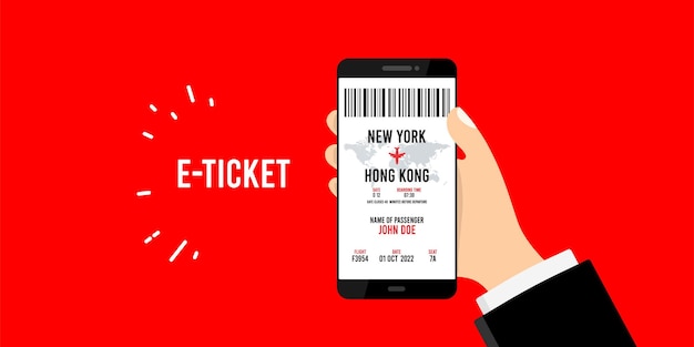 Vector eticket in smartphone illustration