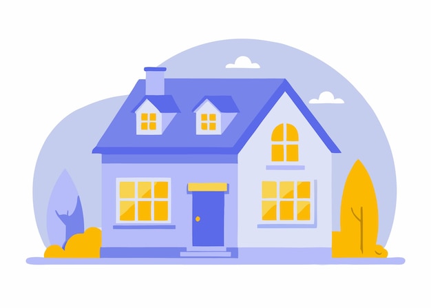 Vector european house flat illustration on white background