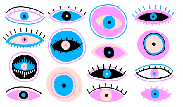 Vector evil seeing eye symbol naive set
