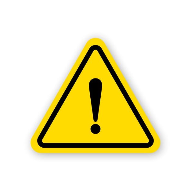 Vector exclamation mark flat triangle icon vector black element on yellow background