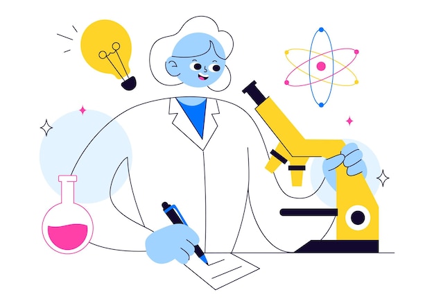 Vector experiment vector illustration featuring a laboratory conducting scientific research experimentation and measurement to test a hypothesis