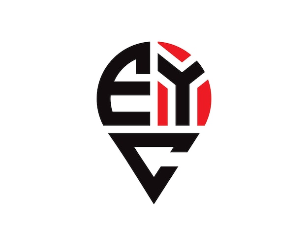 Vector eyc letter location shape logo design