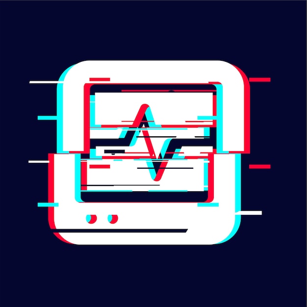 Vector eye catching glitched ecg machine icon