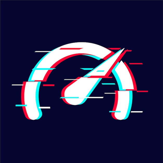 Vector eye catching glitched speedometer icon