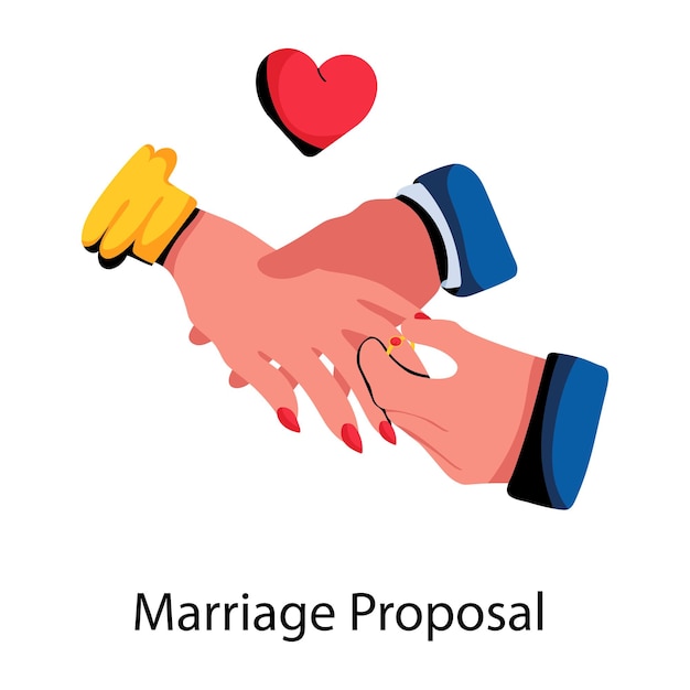 Vector eye catchy flat icon of marriage proposal