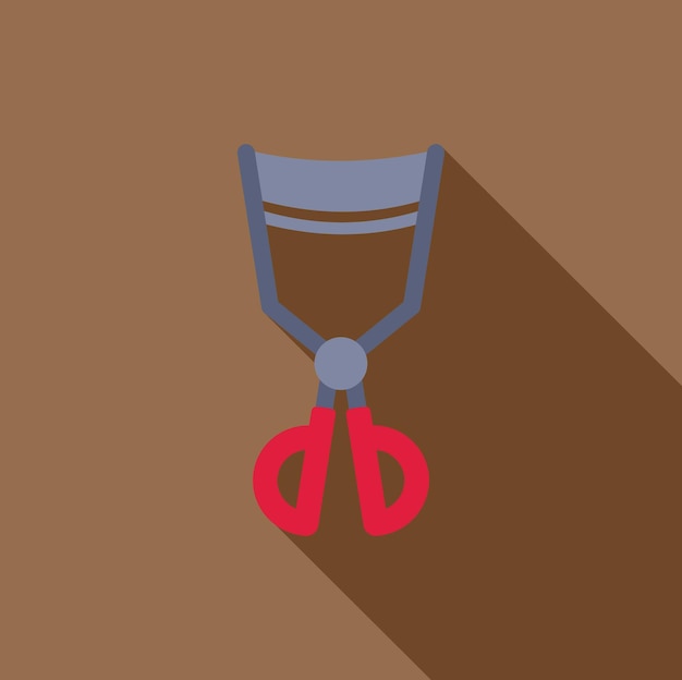 Vector eyelash curler on brown background with long shadow