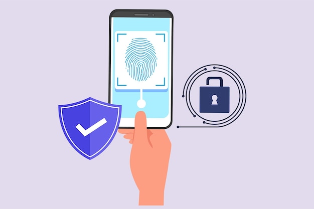 Vector face recognition voice authentication and retina scanning biometric authentication concept