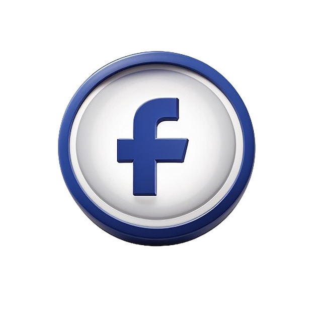 Vector facebook logo on round button icon with empty background 3d