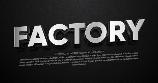 Vector factory 3d style editable text effect