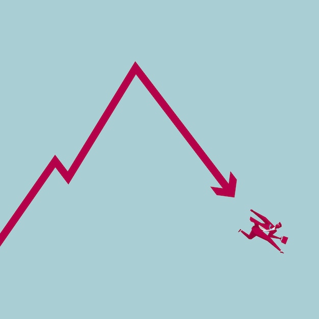 Vector failed investment concept. isolated on blue background.