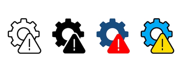Vector failure icon set or gear with an exclamation mark icon vector