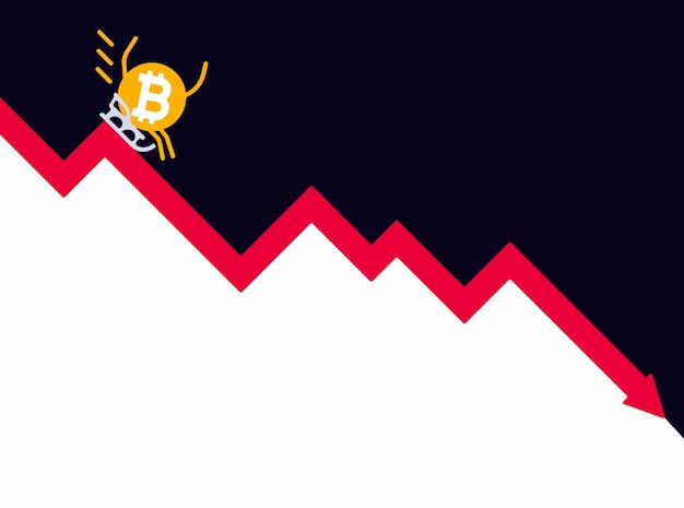 Vector the falling of bitcoin vector illustration decrease graph