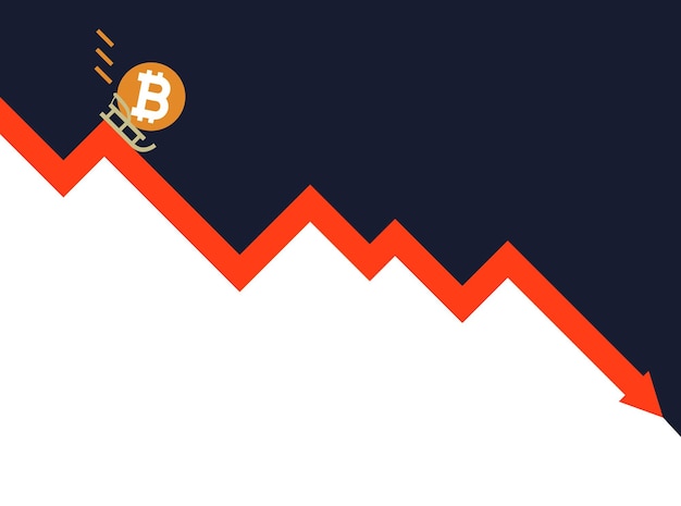 Vector the falling of bitcoin vector illustration decrease graph