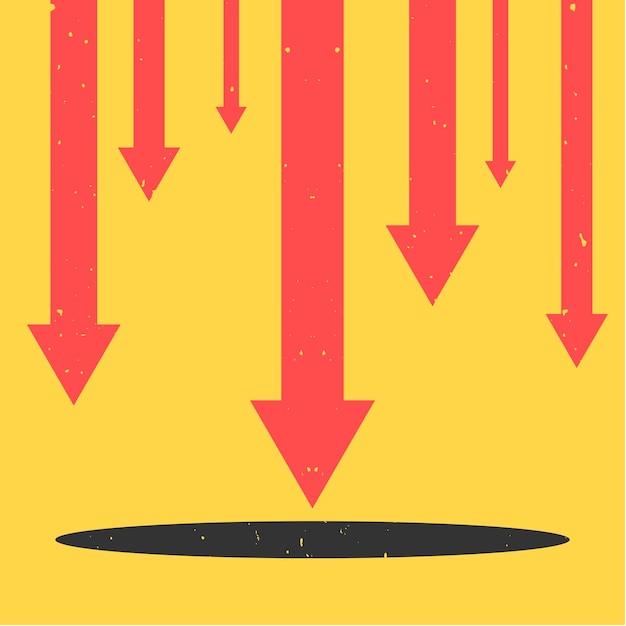 Vector falling down arrow flat design concept