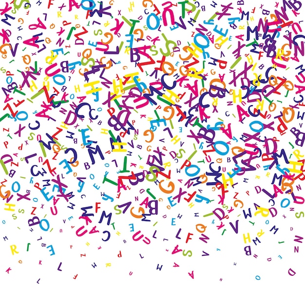 Vector falling letters of english language colorful