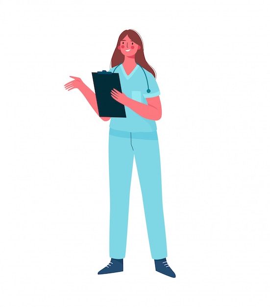 Vector family female doctor with stethoscope