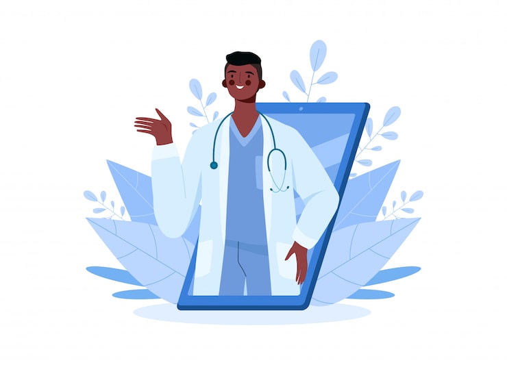 Vector family male doctor with stethoscope