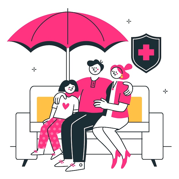 Vector family protection concept illustration