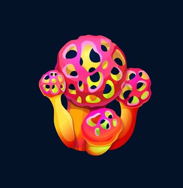 Vector fantasy magic holey cartoon mushrooms