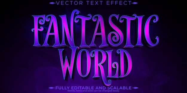 Vector fantasy text effect editable enchantment and mystical customizable font style