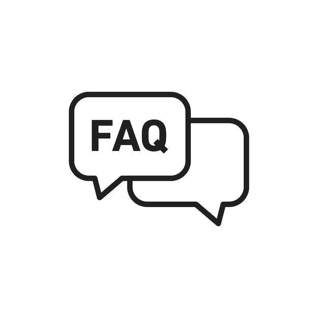 Vector faq icon flat art in black and white isolated