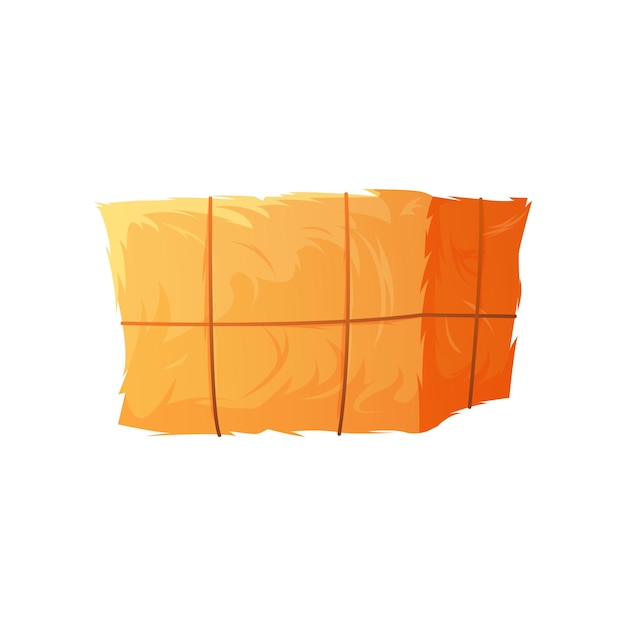 Vector farm haycock rural hay stack dry haystack of rectangle shape with ropes