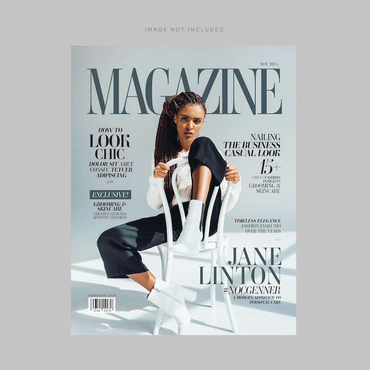 Vector fashion magazine cover template in modern style in vector eps