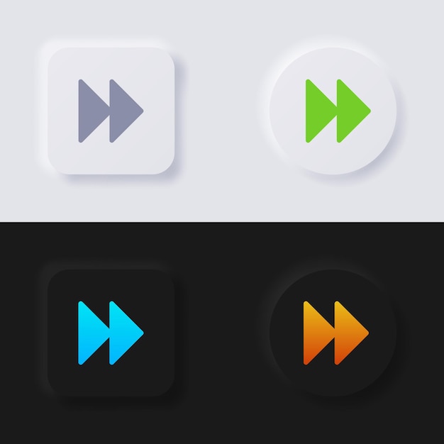 Vector fast forward symbol button icon set multicolor neumorphism button soft ui design for web design application ui and more button vector
