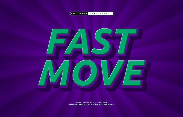 Vector fast move editable text effect with a game and kids text style