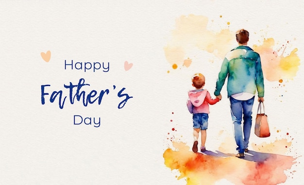 Vector fathers day watercolor style illustration