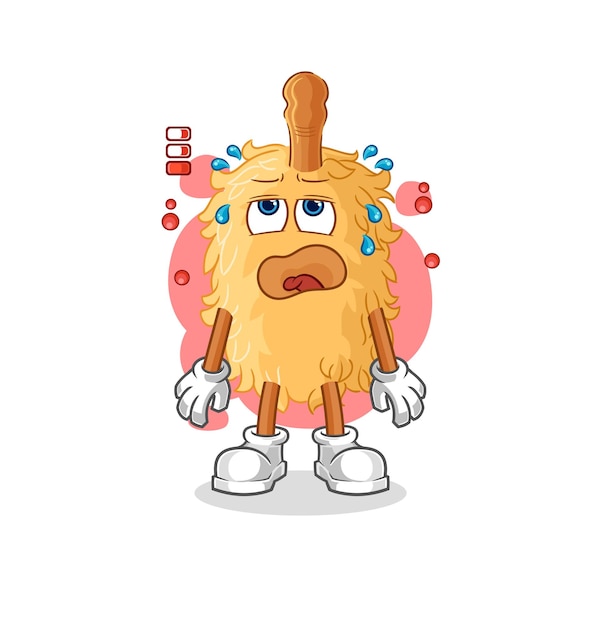 Vector feather duster low battery mascot cartoon vector
